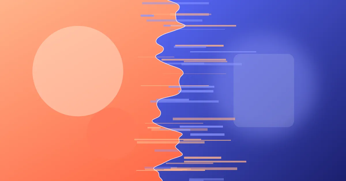 Two abstract gradient images dissolving into each other through a noisy displacement pattern