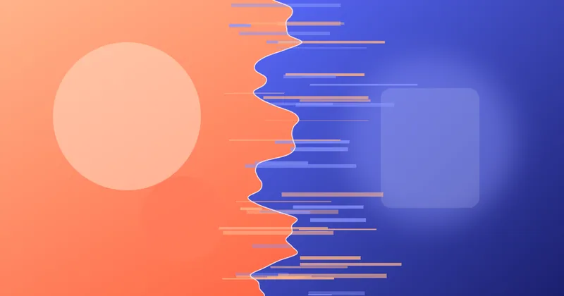 Two abstract gradient images dissolving into each other through a noisy displacement pattern