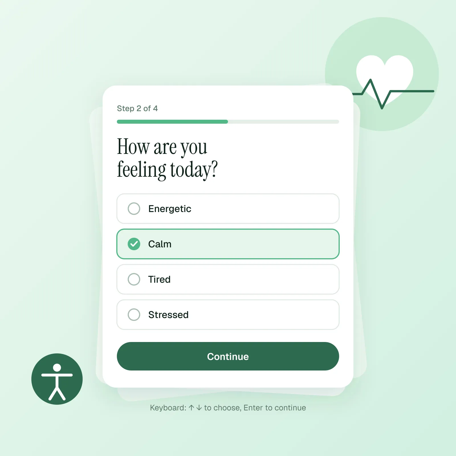 Pulse — accessible health onboarding — An onboarding flow that everyone can finish, whatever their abilities.