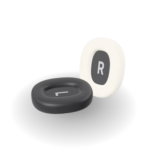A pair of replacement memory-foam ear cushions