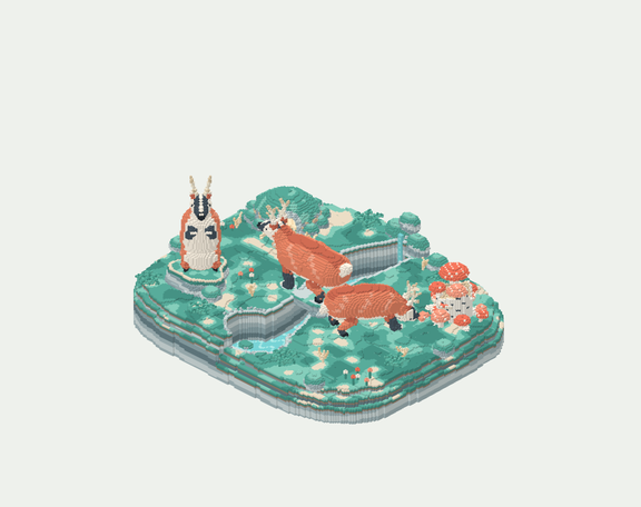 鹿獾苔石间